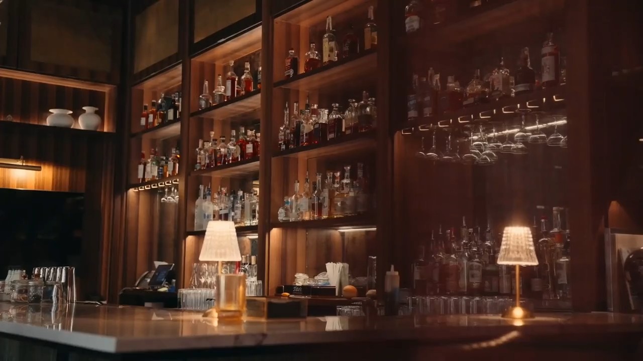 Warmly lit interior at Bar 33 in Memphis